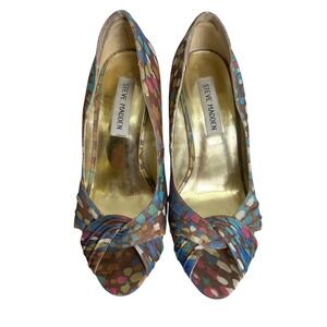 Steve Madden Heels‎ Multicolor Destin Fabric Peep Toe Pumps Party Shoes Size 7